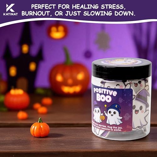 Boo Basket Stuffers for Women, Positive Boo Jar- 60 Funny Positive Affirmation Cards, Cute Spooky Halloween Gifts for Daughter Son Coworkers Friends Halloween Decoration Desk Office Party Favor - Image 4
