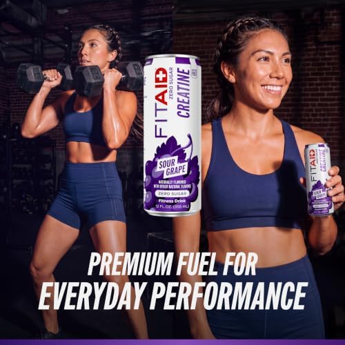 FITAID Creatine Recovery Drink, Electrolytes, Zero Sugar, Sour Grape, 4pk - Image 5