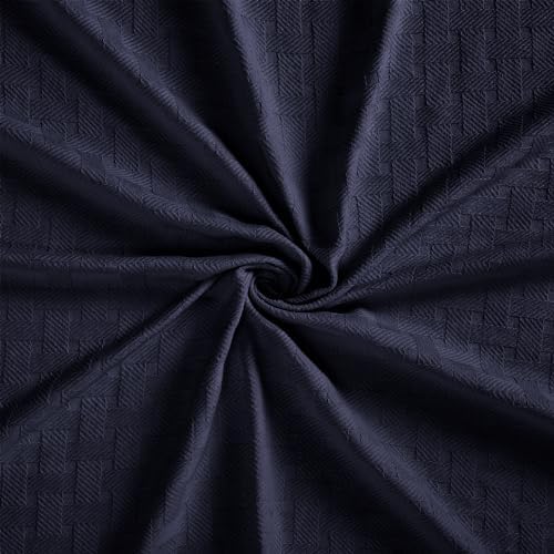 Superior Basketweave Cotton Blanket, Basket Weave Design, Soft, Comfy Cover for Bed, Bedding, Bedroom, Couch Throw, Lounging, Modern Boho Medium Weighted Blankets, King, Navy Blue - Image 7