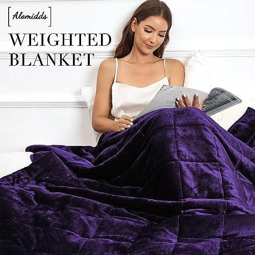 Alomidds Weighted Blanket for Adults,12 lbs Twin Size Heavy Blanket with Soft Shiny Velour Fleece and Fluffy Warm Sherpa for Couch Bed and Sofa, 48 x 72 inches, Purple - Image 5