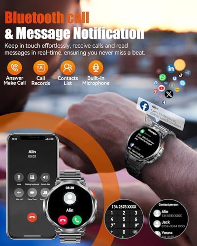 Military Smart Watch for Men, 1.85" Big Screen, Flashlight, 930mAh Battery - Image 4