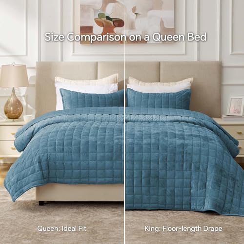 BEDELITE Velvet Quilt Set King Size, Luxury Velvet Comforter Bedding - Image 6