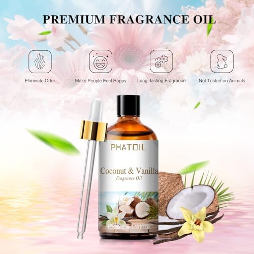 PHATOIL Coconut & Vanilla Fragrance Oil for Diffuser Aromatherapy 3.38FL.OZ - Image 3