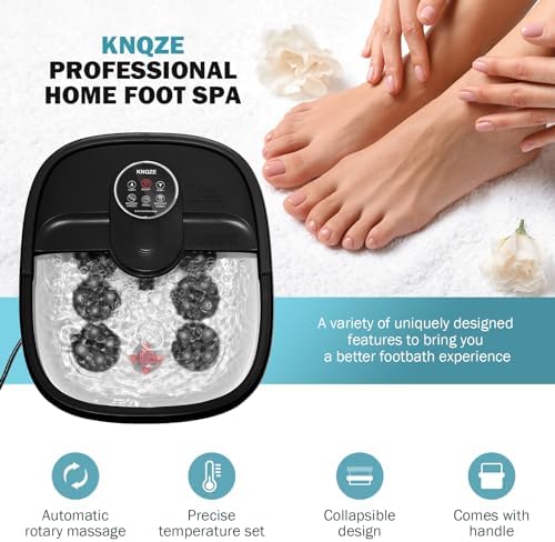 KNQZE Collapsible Foot Spa Bath with Heat & Remote Control, Bubble Massage, Temperature Control, Red Light (Black Pro) - Image 6