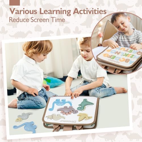 hahaland Montessori Busy Board for Toddlers Boy Travel Toys, Dinosaur - Image 4