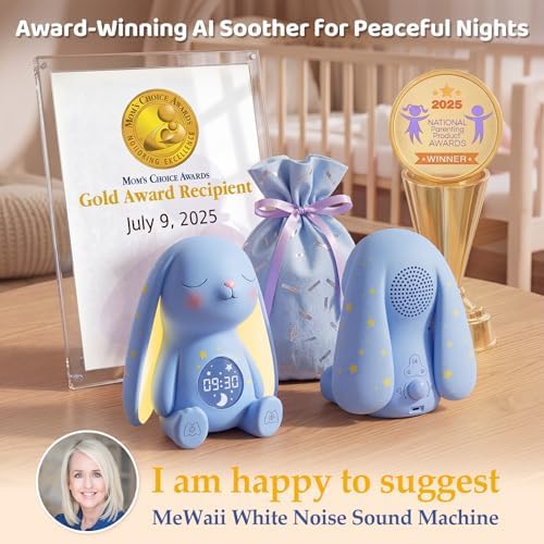 MeWaii Bunny White Noise Sound Machine, Newborn Baby Boy Gift, 100+ Sounds - Image 2