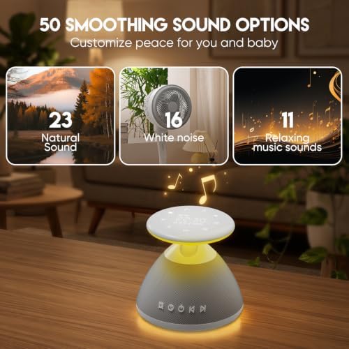 White Noise Sound Machine for Sleeping with Night Light 50 Soothing Sounds - Image 3