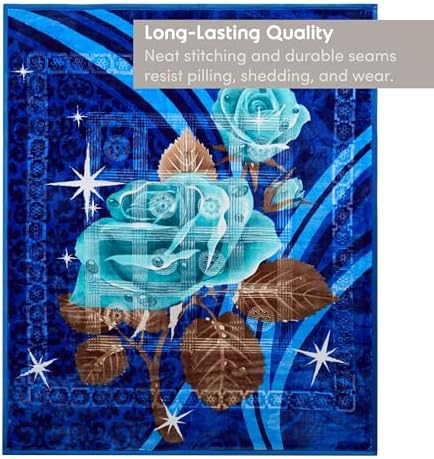 Nestl Korean Mink Blanket Queen Size - 9 Lbs Velvet Fleece Korean Blanket - 2 Ply Warm & Thick Winter Blanket - Wrinkle & Fade Resistant - 79 x 94 Inches (Blue) - Image 5