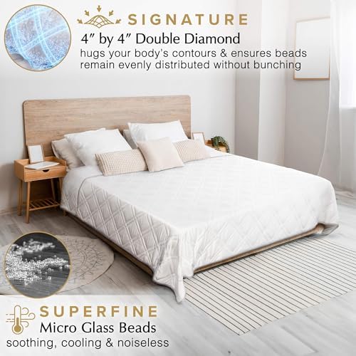 Aricove Cooling Weighted Blanket for Adults, 30lbs, Queen/King Size, 80x87 inches, Silky Soft Bamboo Viscose, Machine Washable, White - Image 3