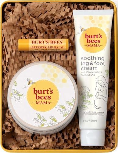 Burt's Bees Mama Gift Set, Includes Lip Balm, Leg and Foot Cream, and Belly Butter, Natural Origin Skin Care, 0.15 oz./3.38 oz./6.5 oz. by BurtsBees