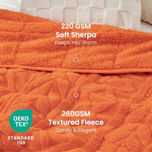 Drewin Weighted Blanket Queen Size 15lbs for Adults,Orange,60 x 80 inches - Image 3