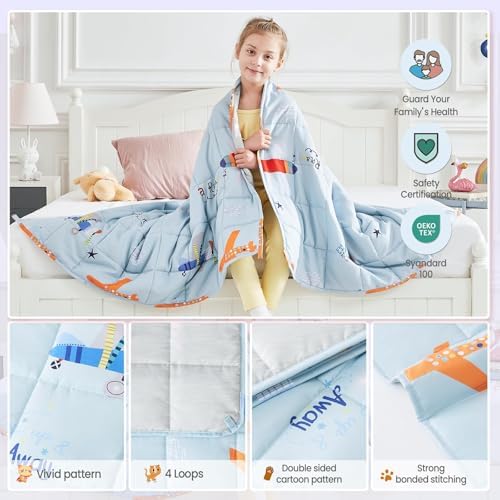 Weighted Blanket - 5 lbs Cooling Blue Airplane Heavy Blanket - Small Size Breathable Lap Blanket for Hot Sleepers(36"x48", 5 lbs) - Image 5