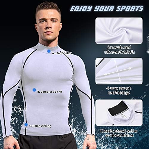 SPVISE Men's Compression Shirts Long Sleeve Mock Turtleneck Workout Tops - Image 6