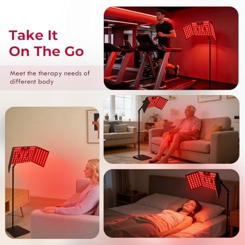 Foldable Red Light Lamp with Protective Glasses,Dual Chip 400 LEDs 660nm Red & 850nm Near Infrared Lamp Device for Face and Body,10 Brightness,9 Time Settings,3 Light Modes - Image 4