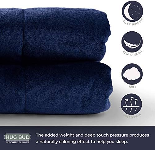 Weighted Blanket - 80"x87" - 25-lbs - Queen/King Size Bed - No Cover Required - for 120-180-lb Adult - Heavy Adult Comforter - Premium Glass Beads - Calming Stimulation Sensory Relaxation - Navy Blue - Image 3