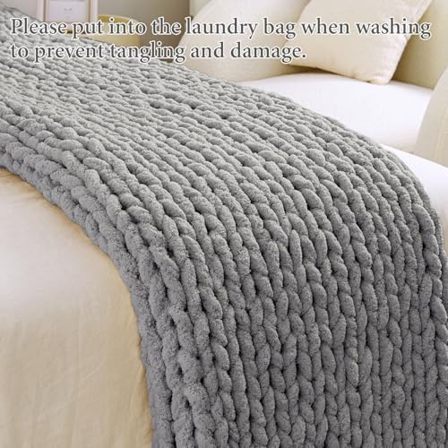 Chunky Knit Blanket Throw for Couch, 51"x63" Chunky Yarn Knitted Blankets - Image 6