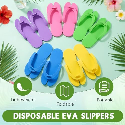 JaGely 100 Pair Disposable Pedicure Slippers Bulk Multicolor Flip Flop for Pedicure Anti Slip EVA Foam Spa Slipper Sandal Disposable Shoe Kit for Women Nail Bath Salon Party Supplies - Image 5
