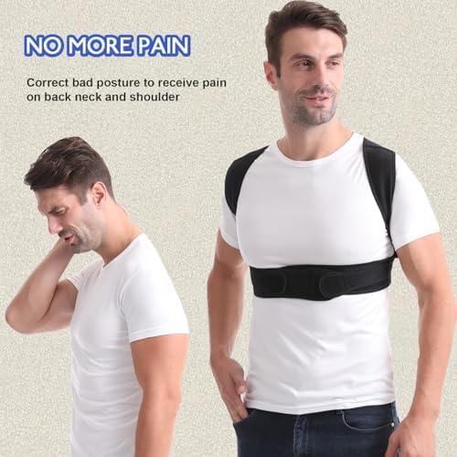 Paskyee Posture Corrector for Women and Men, Adjustable Back Brace for Neck, Shoulder, and Upper Back Pain Relief, Back Straightener for Clavicle Support Black S/M - Image 4