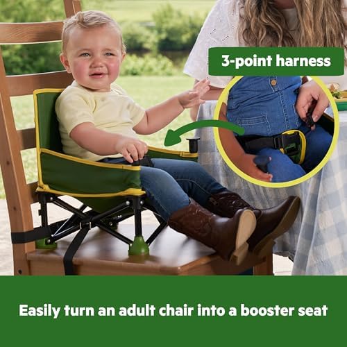 Bright Starts John Deere Pop 'N Sit Portable Booster Chair, Floor Seat, Indoor/Outdoor Use, Compact Fold, Green and Yellow, 6 Mos - 3 Yrs - Image 5