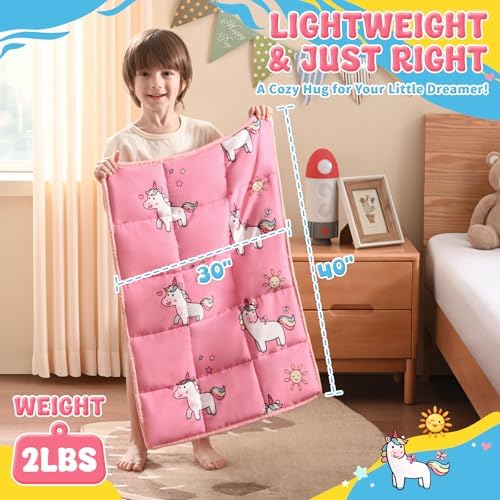 anfie Weighted Lap Pad 2 Pounds, Weighted Blanket (30"*40") Cooling Blanket for Resting,Weighted Throw Blanket for Travel Indoor Outdoor (Little Unicorn) - Image 4