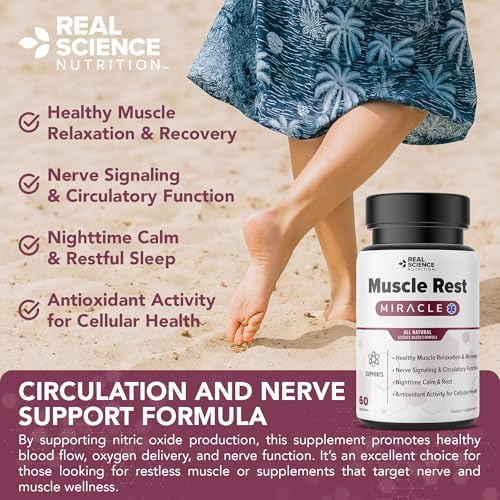 Real Science Muscle Rest – Natural Muscle Relaxer Capsules for Post-Exercise Recovery & Relaxation – with Vinitrox & GABA for Circulation, Oxygen Delivery & Nerve Support, Made in USA, 60 Capsules - Image 3