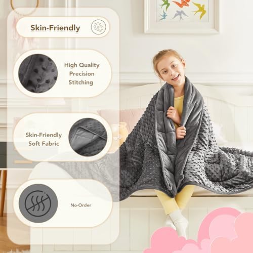 CuteKing Weighted Blanket - Weighted Blanket with Premium Glass Beads - Heavy Blanket Crystal Velvet for Comfort Sleep - Thick Blanket All Season (10lbs, 48"x72", Grey Bubble) - Image 5