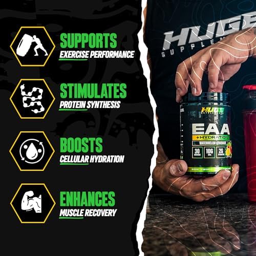 Huge EAA + Hydration, Essential Amino Acids Powder, EAAs & BCAAs, Intra & Post Workout Recovery Powder, Muscle Growth, Recovery & Performance, 10g EAAs & Electrolytes, Watermelon Lemonade, 30 Servings - Image 2