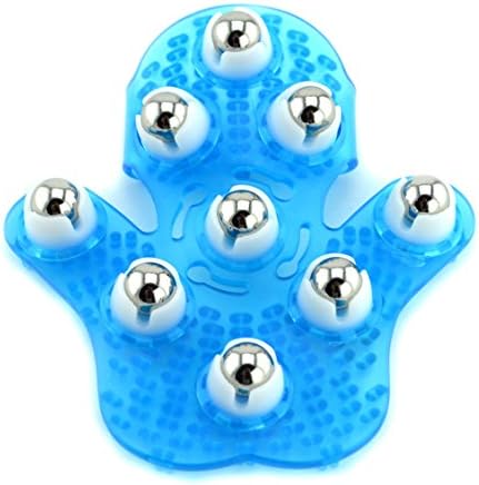 SAMYO Palm Shaped Massage Glove Body Massager with 9 360-degree-roller Metal Roller Ball Beauty Body Care (Blue) by SAMYO