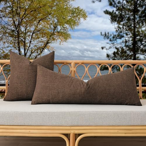 Kevin Textile Outdoor Waterproof 14”x36” Lumbar Pillow Cover 1 Pack, Brown - Image 4