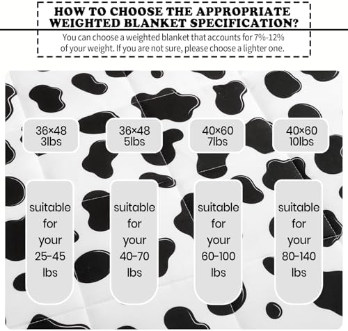 Weighted Blanket - 5 lbs Cow Pattern Heavy Blanket - Small Size Breathable Lap Blanket(36"x48", 5 lbs) - Image 7