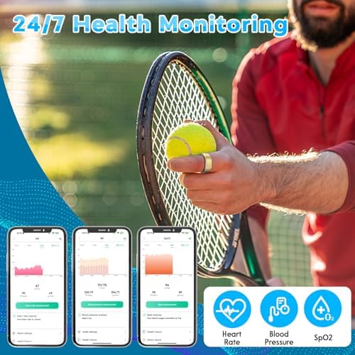 Smart Health Ring,Fitness Rings Tracker with Blood Pressure Monitor Heart Rate Blood Oxygen Sleep Monitor IP68 Waterproof Step Counter Calorie Tracker Health Rings for Women Men Android iOS Phones - Image 3