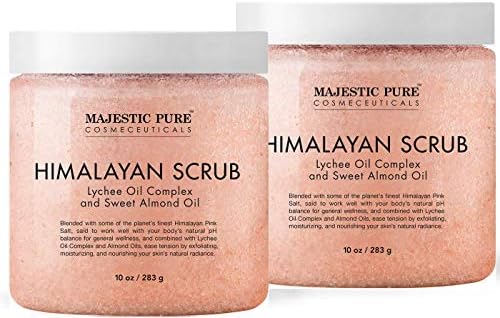 Majestic Pure Himalayan Salt Body Scrub with Lychee Oil, 10 Oz, 2-Pack by BeautyandPersonalCare
