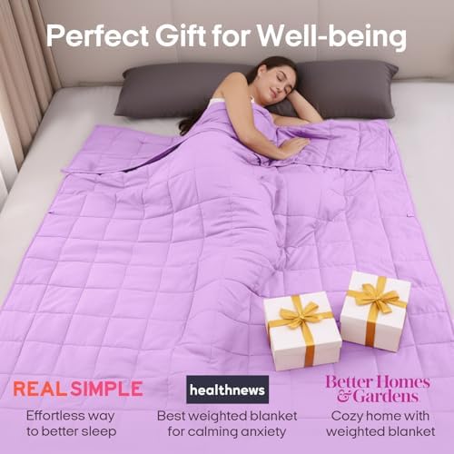 ZonLi Cotton Weighted Blanket (60"x80", 20lbs, Light Purple) - Image 4