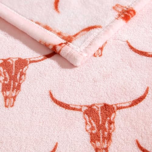 Wrangler - Twin Size Blanket, Super Soft & Reversible Plush Fleece Bedding, Throw Blanket for Couch or Bed (Steer Head Peach) - Image 5