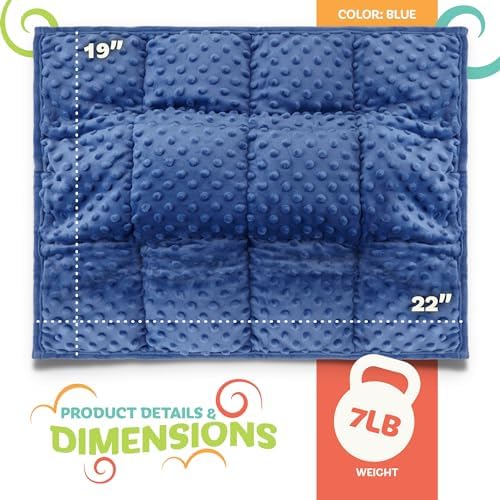 Kidaddle 7lb Weighted Blanket for Kids (Blue) 19x22 Inch, Plush Minky Weighted Lap Pad with Travel Bag - Image 2
