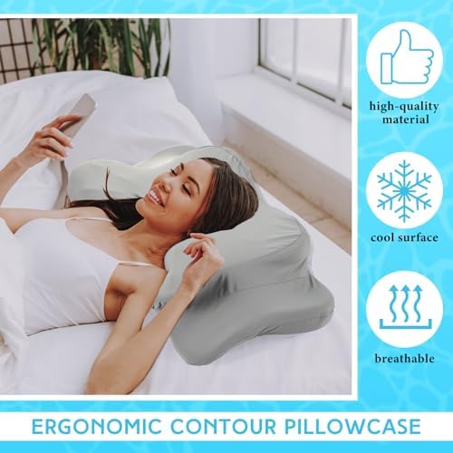 Hahafelt Cooling Cervical Neck Pillowcase,Gray,Standard Size - Image 4