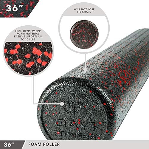 High Density Muscle Foam Rollers by Day 1 Fitness - Sports Massage Rollers for Stretching, Physical Therapy, Deep Tissue, Myofascial Release - Ideal for Exercise and Pain Relief - Speckled Red, 36” - Image 4
