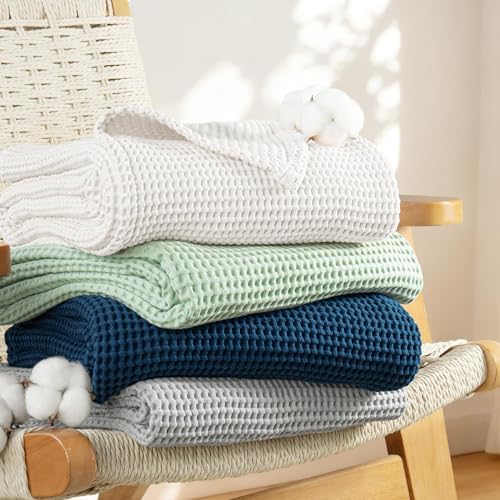 Exclusivo Mezcla 100% Cotton Oversized Waffle Throw Blanket for Couch Sofa - Image 5