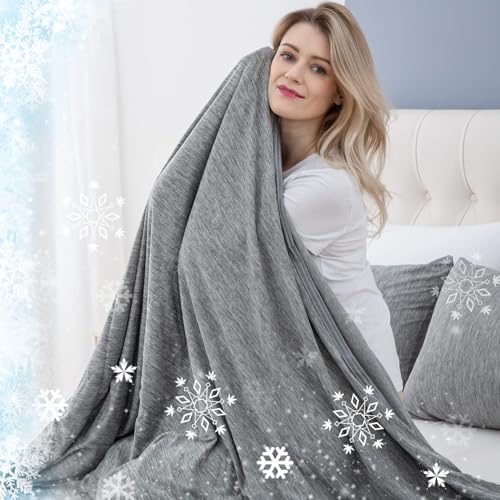 CHOSHOME Cooling Blanket for Hot Sleepers Lightweight Summer Cold Thin Blankets for Sleeping, Hot Flashes Night Sweats, Soft Blanket for Bed, California King 96" x 102", Grey by CHOSHOME