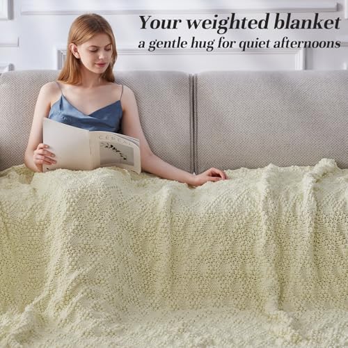 Anysay Knitted Weighted Blanket for Adult,Chunky Knit Throw 80''*87'' 20lbs - Image 2