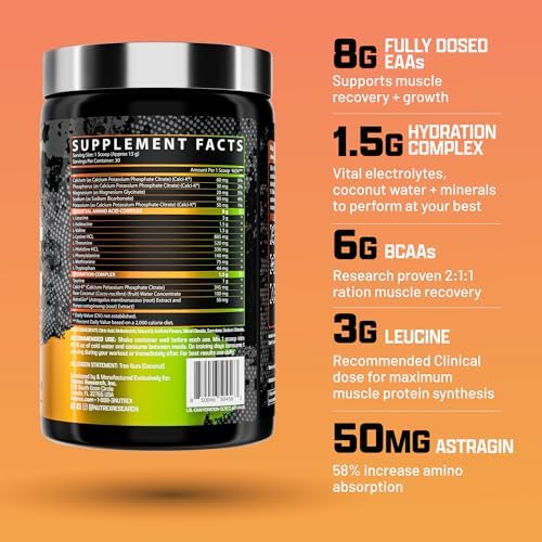 Nutrex Research EAA Hydration | EAAs + BCAA Powder | Muscle Recovery, Strength, Muscle Building, Endurance | 8G Essential Amino Acids + Electrolytes | 30 Servings It's Mango Time - Image 2