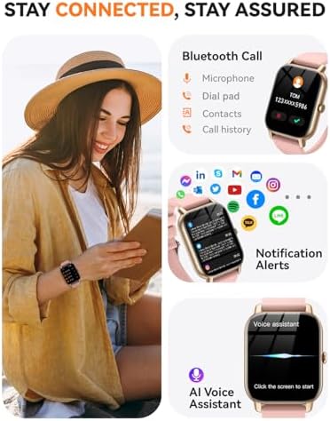 Smart Watches for Men Women, Fitness Tracker with Activity Counter/Sleep Monitor, IP68 Waterproof Smart Watch for Android iPhone iOS Compatible (Dusty Rose, 1.83) - Image 2