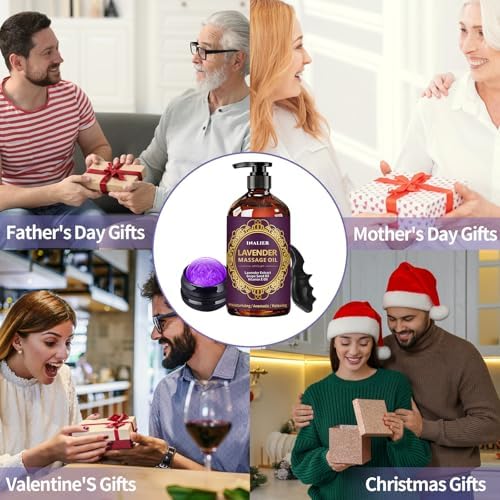 Massage Oil for Massage Therapy,﻿Lavender Oil with Massage Roller Ball & Thumb Saver,SPA Relaxing Oi for Soothing,Massage Kit Spa Gifts for Him Her,Gifts for Men Women - Image 2