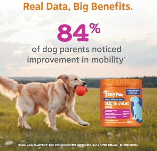 Zesty Paws Glucosamine for Dogs - Senior Dog Joint Supplement, Chicken 90ct - Image 6