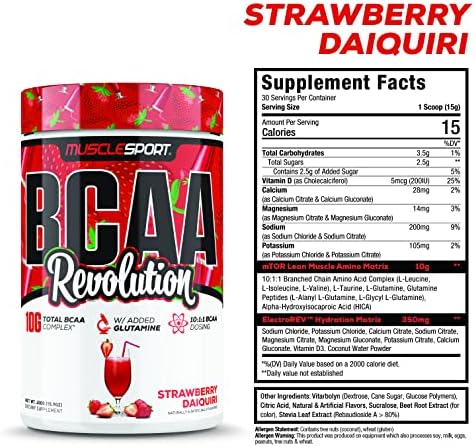 Musclesport BCAA Revolution Amino Acid Powder Supplement for Men & Women - Intra Workout Training Complex - Recovery Supplement… (Strawberry Daiquiri, 30 Servings) - Image 2