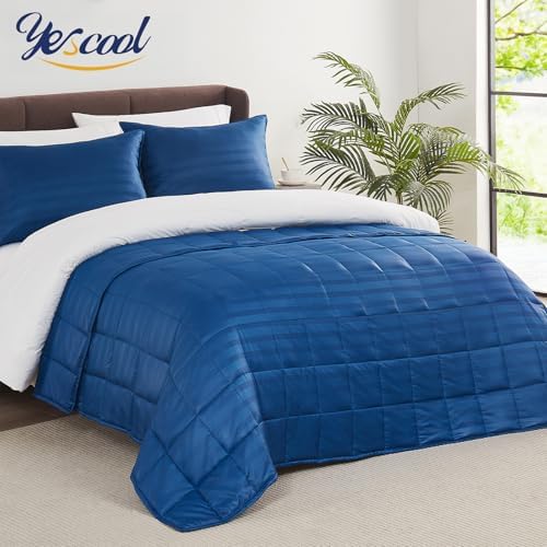 Weighted Blanket for Adults (10 lbs, 48" x 72", Midnight blue Stripes) Heavy Blanket for Sleeping Perfect for 90-110 lbs, Twin Size Breathable Blanket with Premium Glass Bead, Machine Washable - Image 6