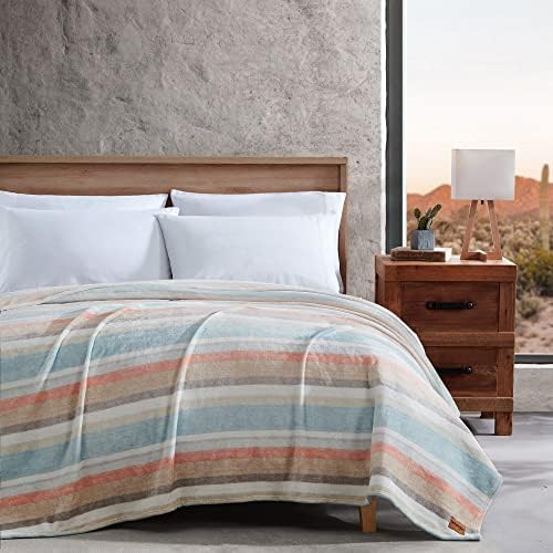 Wrangler - Twin Size Blanket, Super Soft & Reversible Plush Fleece Bedding, Throw Blanket for Couch or Bed (Glen Canyon Stripe Blue) by Wrangler%C2%AE