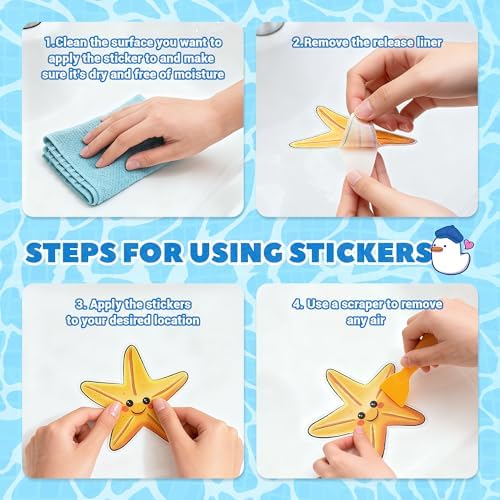 UNEEDE Kids Bathtub Mat Non Slip with 24PCS Bathtub Stickers for Toddlers - Image 7