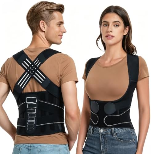 Back Posture Corrector for Kyphosis and Scoliosis, Adjustable Spine Straightener Brace, M Size, Youth, Unisex, Black by Unknown
