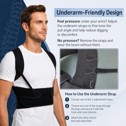 Back Brace Posture Corrector for Men, Adjustable Full Back Support Brace - Image 4
